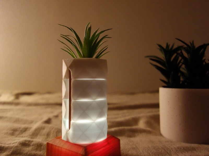 Fake Plants and Accessories Case, LED Base, Geometric Polygon - Candles & Candle Holders - Eco-Friendly Materials White