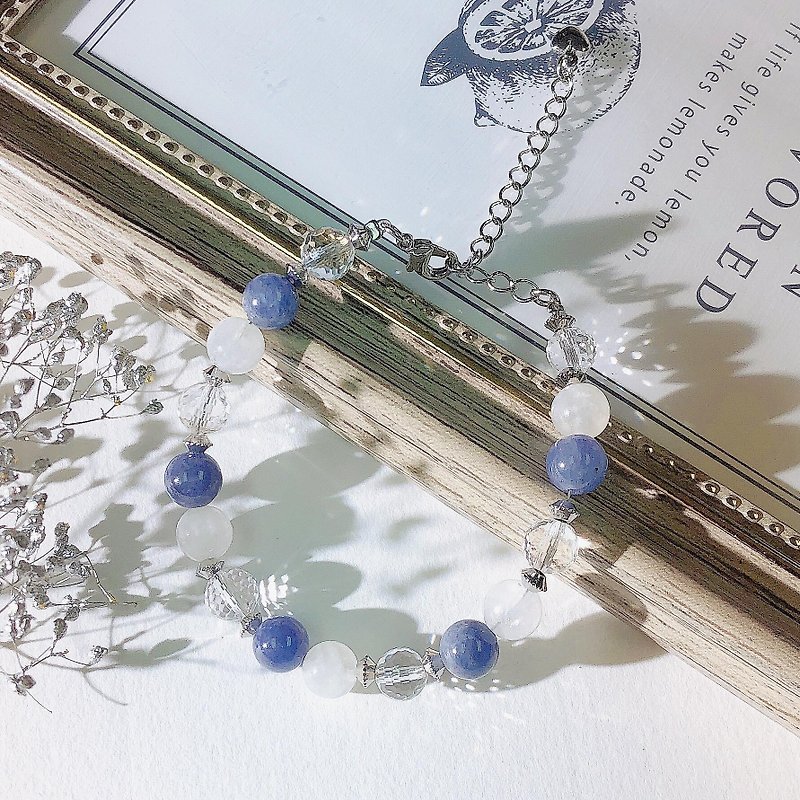 典雅女神 坦桑石  月光石 水晶手鏈 天然石 生日禮物 愛情運 - 手鍊/手鐲 - 水晶 藍色