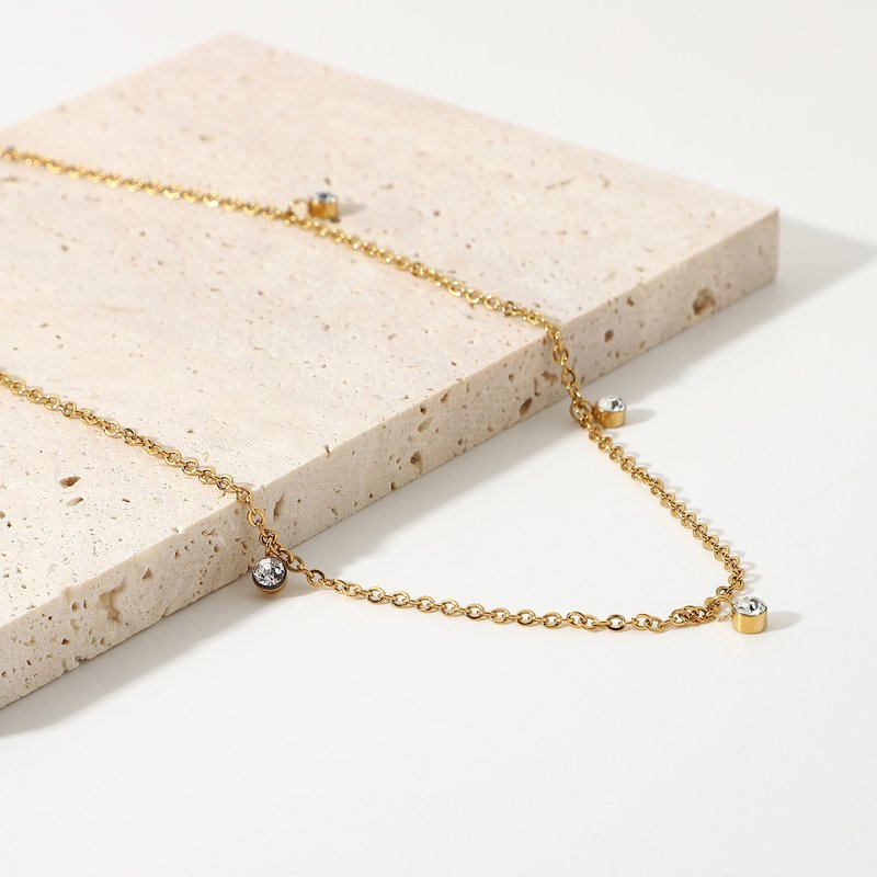 繁星點點復刻鑽石K金項鍊 Starry Necklace - 項鍊 - 不鏽鋼 金色