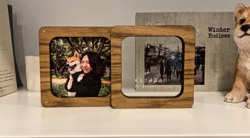 此木の悠- PIN TWO相框  拼圖相框  客製  情人節結婚畢業禮物 - 相框/畫框 - 木頭 卡其色