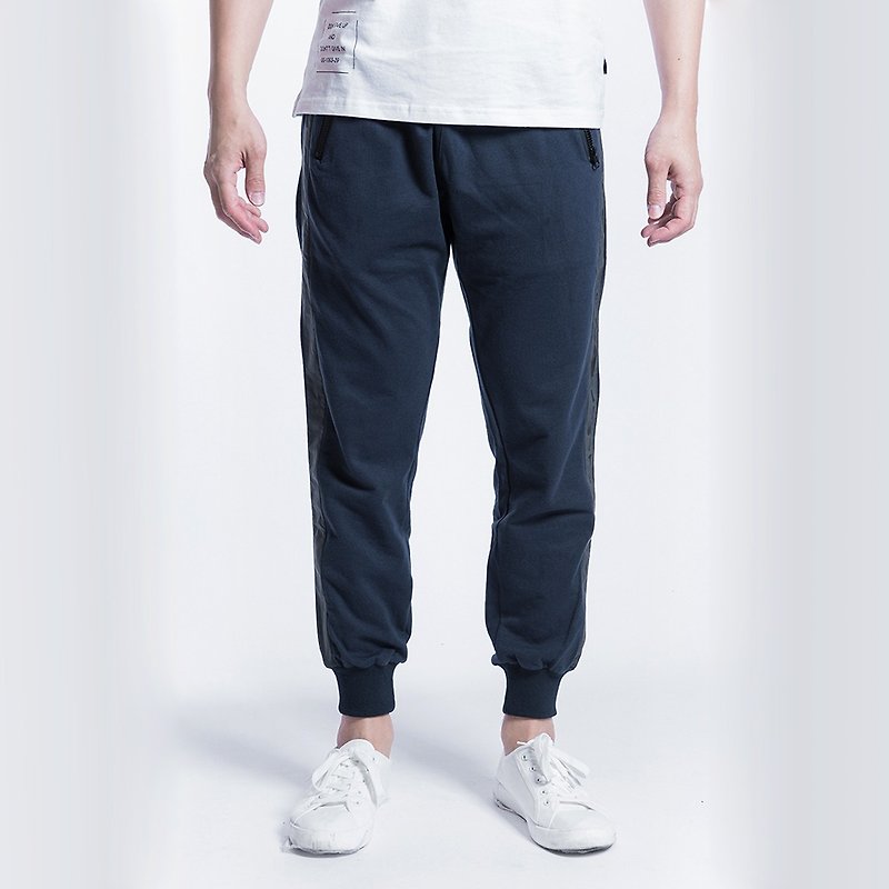L.I.M.I.T.E -3M Trim fabric with Printed Sweat Pants - กางเกงขายาว - ผ้าฝ้าย/ผ้าลินิน สีน้ำเงิน