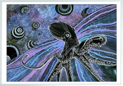 タコの油彩画【オリジナル】油絵　イラスト　インテリア　アート　原画　絵画　タコ 楽天市場】タコ たこデザイン アート キャンバス パネル