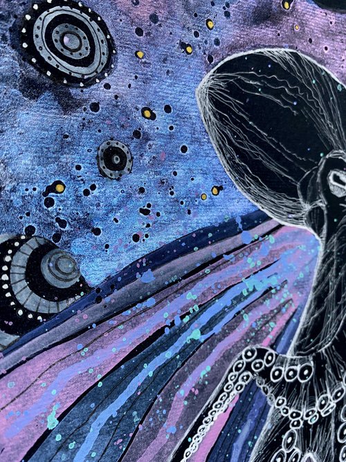 タコの絵未来派オリジナルアートスペースウォールアートブラック