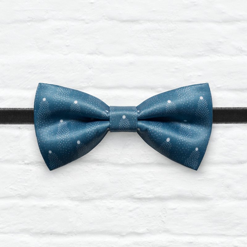 Style 0099 Light Blue Mini Dots pattern Bowtie -  Wedding Bowtie - สร้อยติดคอ - เส้นใยสังเคราะห์ สีน้ำเงิน