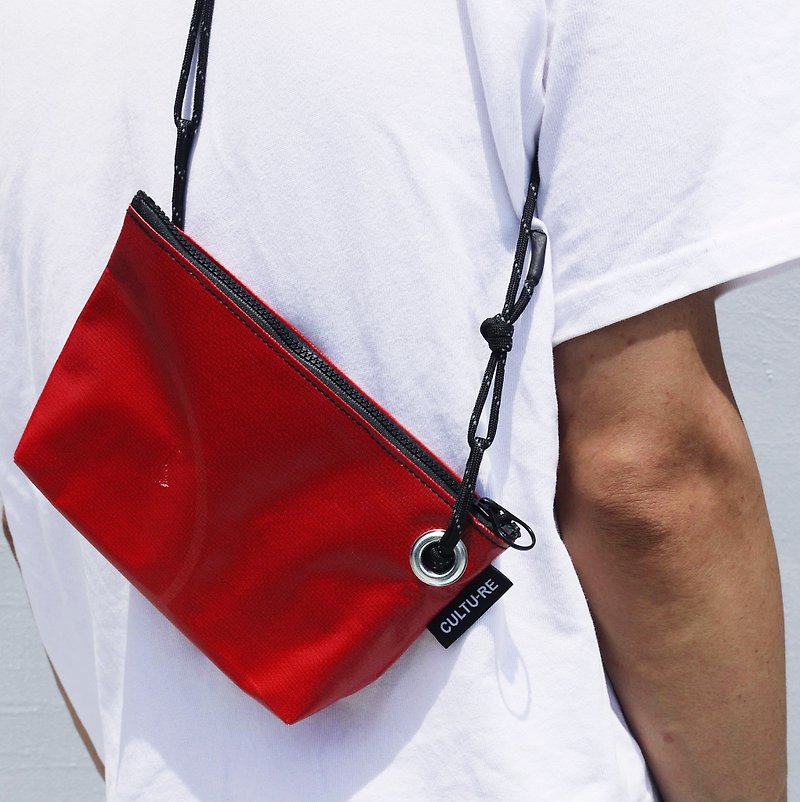 Ultra Lightweight. Canvas Recycled Lightweight Side Backpack. Cycling Bag - Red - กระเป๋าแมสเซนเจอร์ - วัสดุกันนำ้ หลากหลายสี