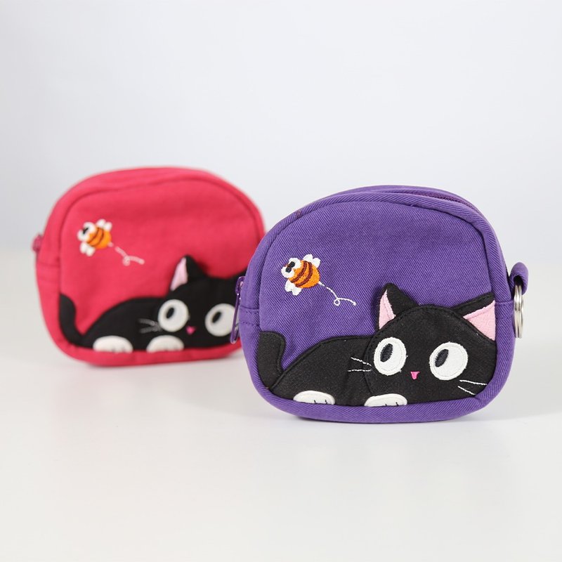 Little black cat U-shaped storage coin purse [820536] - Wallets - Cotton & Hemp Multicolor