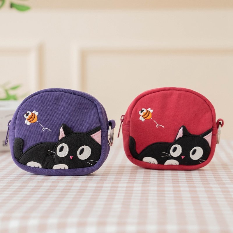 Little black cat U-shaped storage coin purse [820536] - Wallets - Cotton & Hemp Multicolor