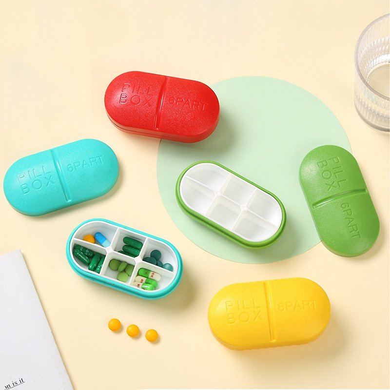 【OMORY】Portable Capsule Six Compartment Pill Box - Storage - Other Materials Multicolor