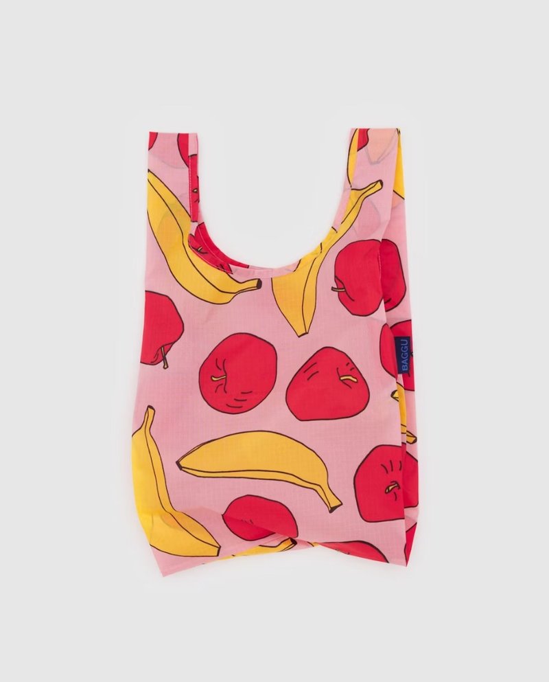 BAGGU Eco-Friendly Storage Shopping Bag - Small Size - Light Pink Apples & Bananas - Handbags & Totes - Waterproof Material Pink