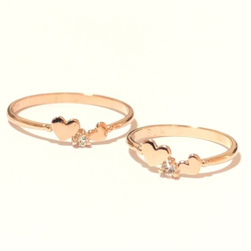 Heart Crystal Ring.(ピンキーリング可) - 戒指 - 其他金屬 金色