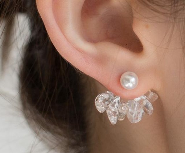 14kgf】 Cicely Pierce Crystal Sicily earrings crystal - 設計館ui