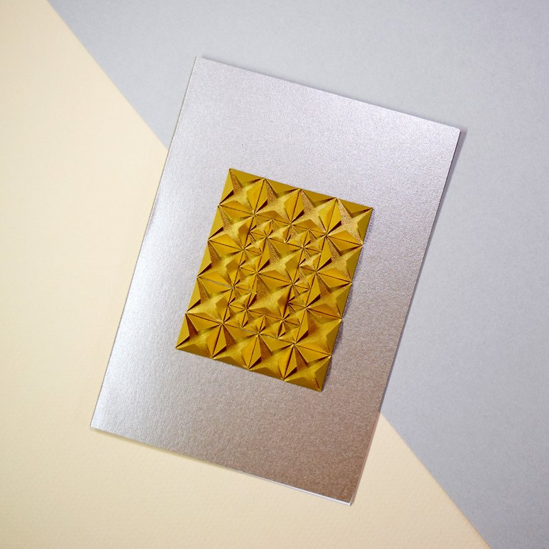 Elegant Origami Art Pearl Champagne Golden Diamond 3D Greeting Card - การ์ด/โปสการ์ด - กระดาษ สีทอง