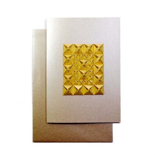 ゴールドの立体折り紙アート ゴールドの立体折り紙アート 木製フレーム付き - メルカリ