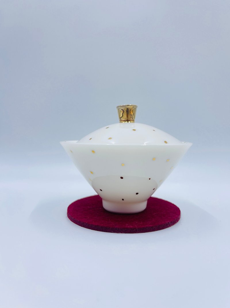 描金小蓋碗 - 茶壺/茶杯/茶具 - 瓷 白色