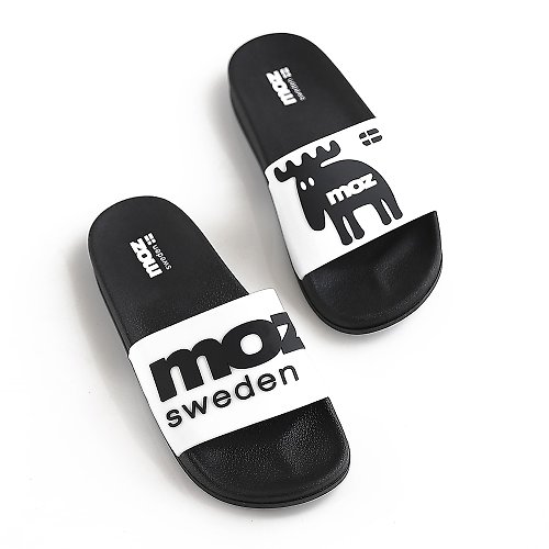 MOZ 1998 Taiwan moz瑞典 字母駝鹿 時尚隨意搭防水拖鞋(白) 男女款
