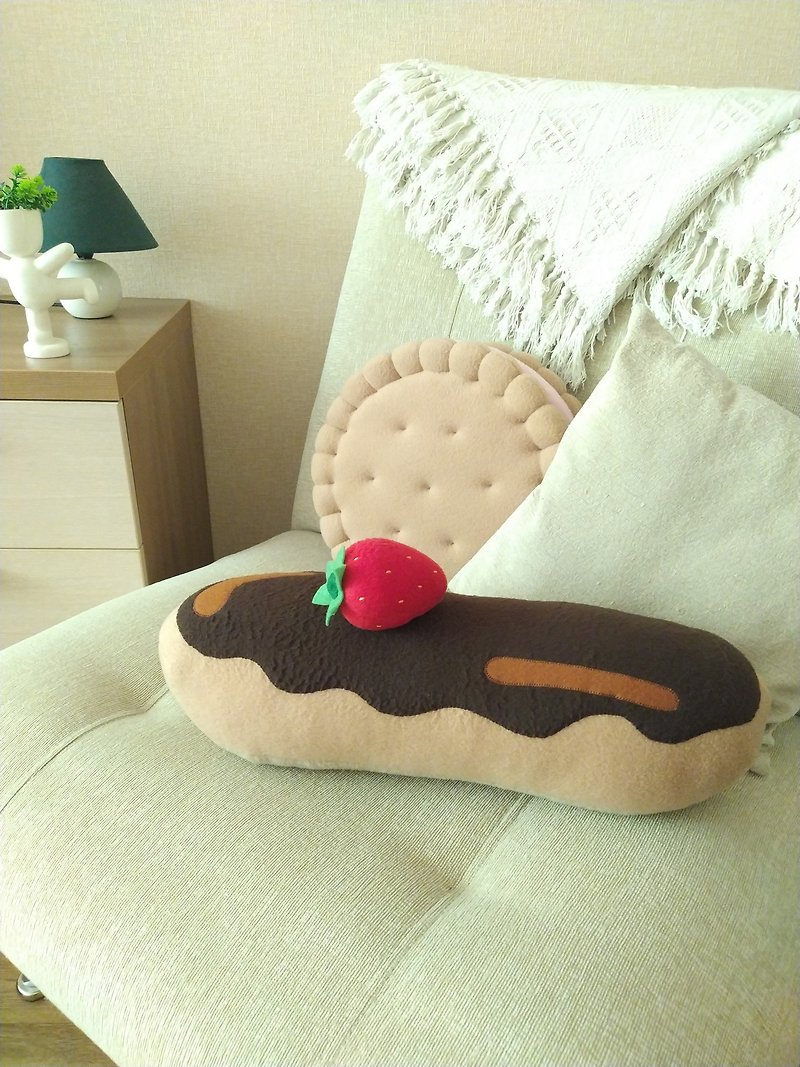 Eclair Pillow Chocolate frosting - Giant food, plush eclair Handmade - Pillows & Cushions - Other Materials Brown