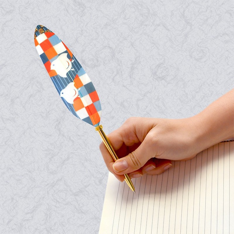 日本Quill Pen 羽毛原子筆  Japan和風祈福系列 J04 羽毛筆 千鳥 - 原子筆/中性筆 - 其他材質 藍色