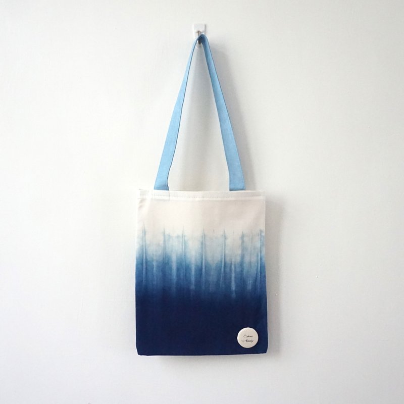 S.A x Spruce Forest/Straw/Macaron, Indigo Dye Handmade iPad Canvas Bag - Handbags & Totes - Cotton & Hemp Blue