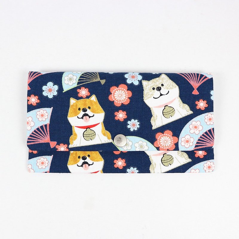 Red Bag Passbook Cash Storage Bag - Japanese Style and Match Dog (Blue) - ถุงอั่งเปา/ตุ้ยเลี้ยง - ผ้าฝ้าย/ผ้าลินิน สีน้ำเงิน