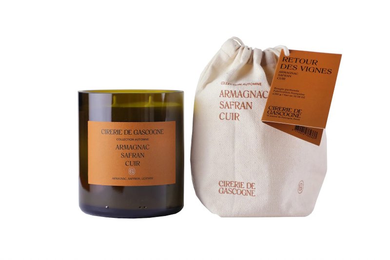 Cirerie de Gascogne Wine Bottle Scented Candle - Armagnac-Saffron-Leather 300g - Candles & Candle Holders - Paper Brown