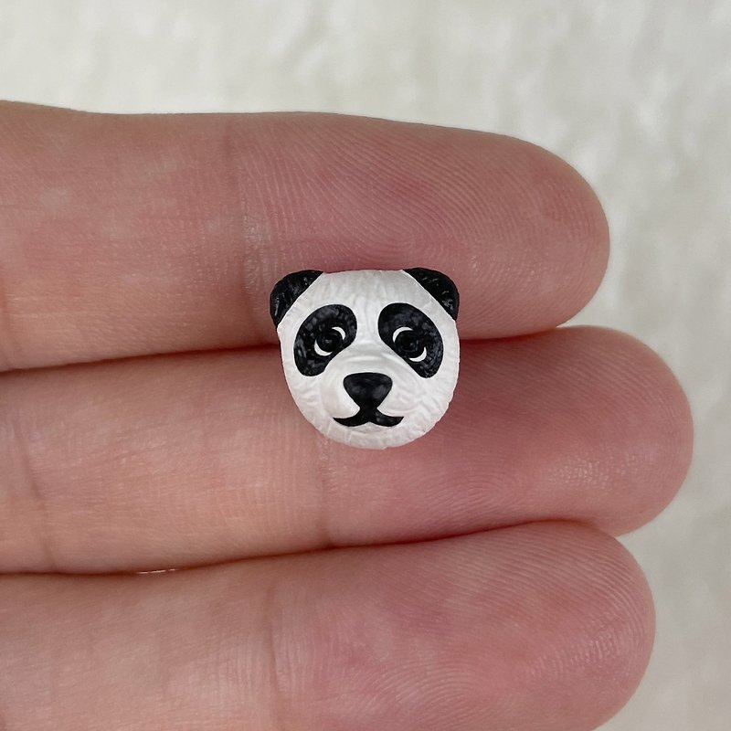 Panda - earrings/ Clip-On/collar pins/mask magnets/necklaces/rings - ต่างหู - วัสดุอื่นๆ 
