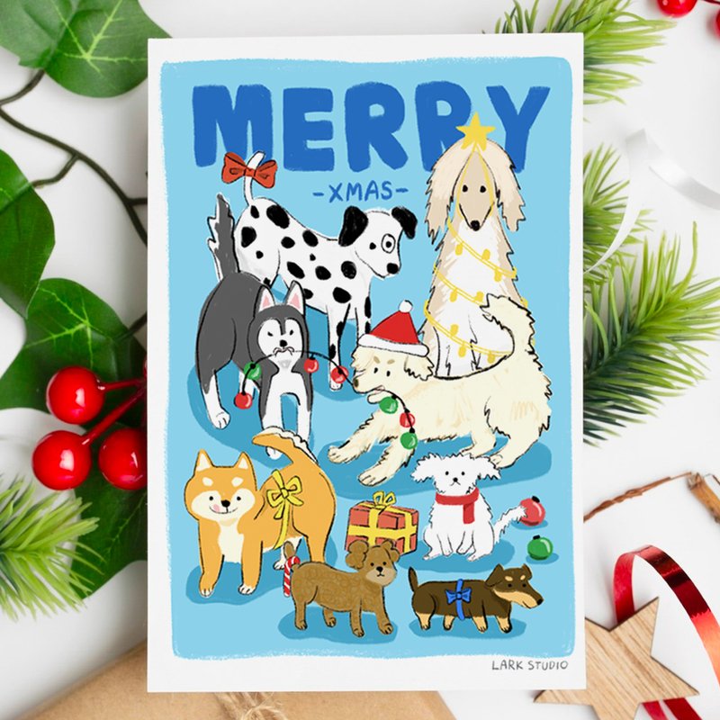 Doggie doodle style Christmas card - Cards & Postcards - Paper Blue