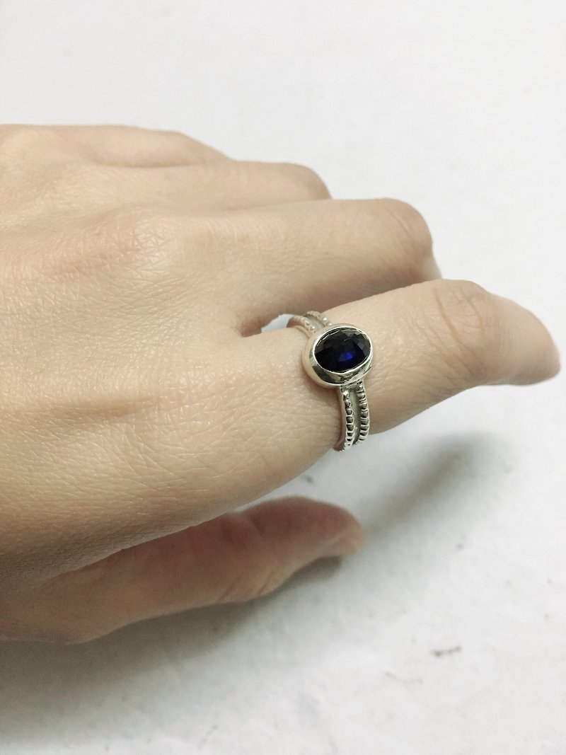 藍寶石 特殊 切割 戒指 尼泊爾 手工製 925純銀 - 戒指 - 寶石 藍色