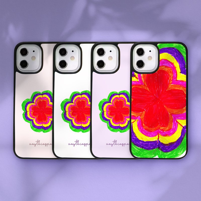 Customized iPhone 14 13 12 11 Pro Case Samsung Hand Draw Flower S5 - Phone Cases - Plastic Multicolor