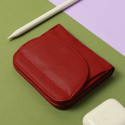 LUCKY BAO Small coin wallet model FLIP made of genuine leather in Red color from VOIDSHOP.