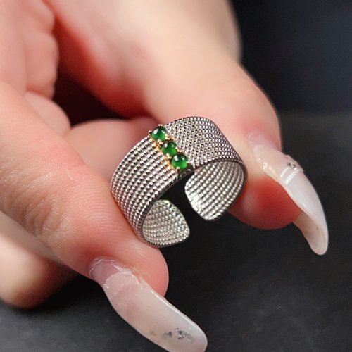 瓔珞珠寶盒 E.L.Jewelry Box 冰種老坑綠翡翠蛋面戒指 925純銀 | 天然A貨翡翠| 送禮