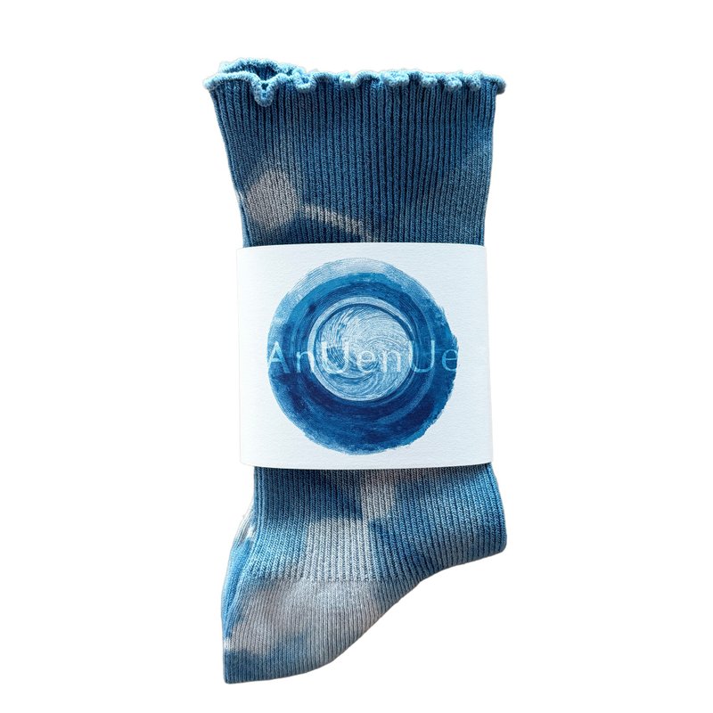 日本製造 靛藍染色 JAPANBLUE INDIGO DYED SOCKS 褶邊 #3 - 襪子 - 其他人造纖維 