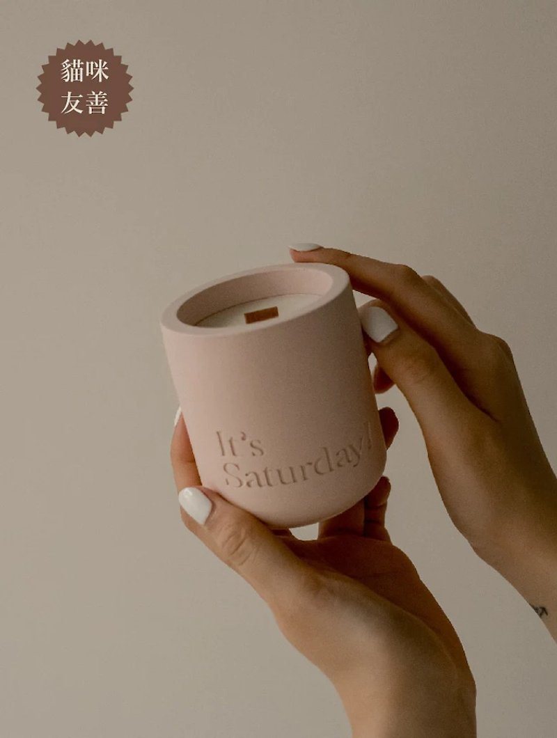 It's Saturday rose lavender handmade Cement cup soy candle No.03 staying up late addiction - น้ำหอม - ปูน สึชมพู