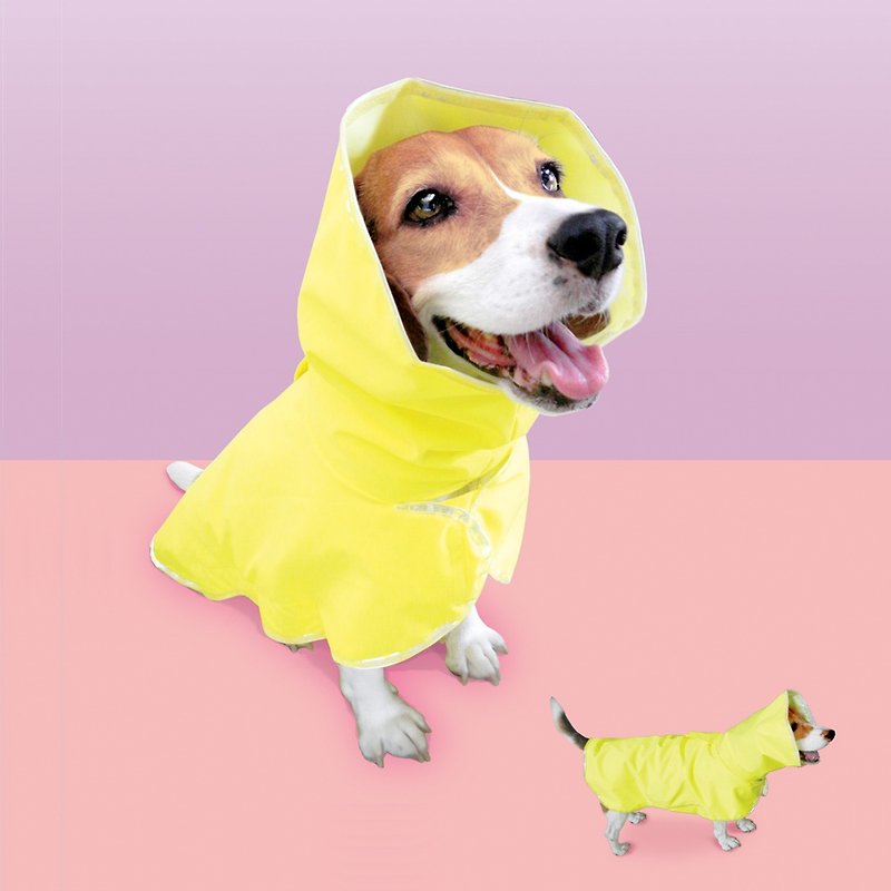 寵物風衣式雨衣 (M) - 寵物衣服 - 防水材質 黃色