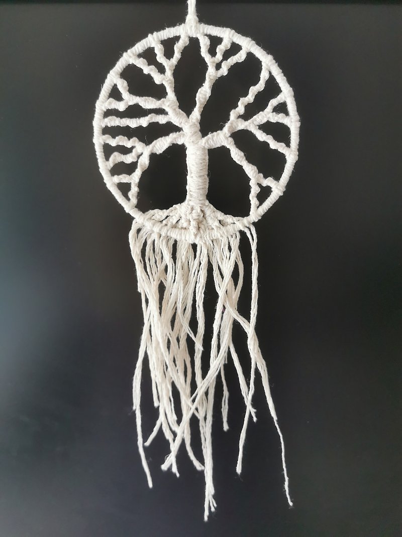 Tree of Life Dream Catcher - Tree of Gaia (12cm) Suitable for personal use as a gift - ตกแต่งผนัง - วัสดุอื่นๆ ขาว