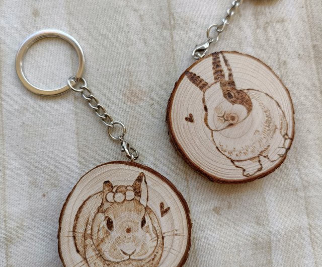 Wood burned sale keychain