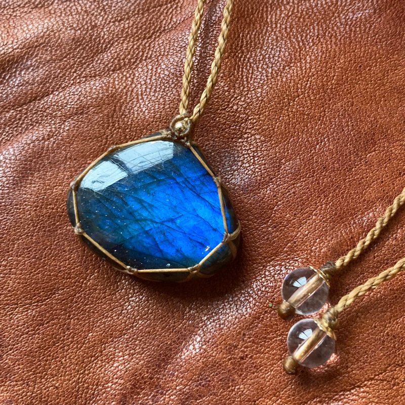 -Bare skin- ラブラドライトマクラメネックレス - 項鍊 - 寶石 藍色