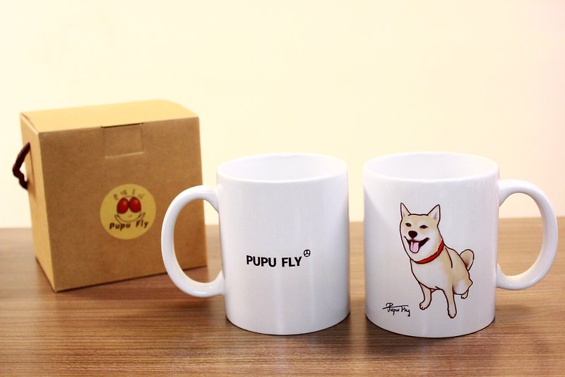 Shiba Inu - Sitting Position - Original Illustration - Mug - Gift Custom - Flies Planet - Handmade Market - Mugs - Porcelain 