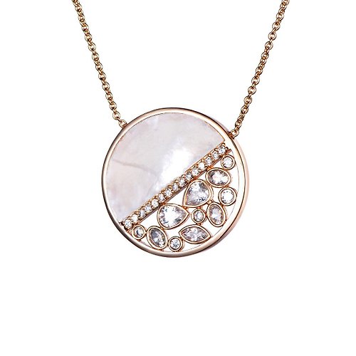 SOIRÉE BY N.Y. 蒔華芮設計師輕珠寶 弦月珍珠母貝鋯石項鍊(共兩色)