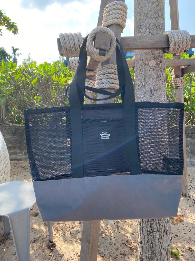Black Weekend Mesh bag / Lightweight / Beach bag - 手提包/手提袋 - 防水材質 黑色