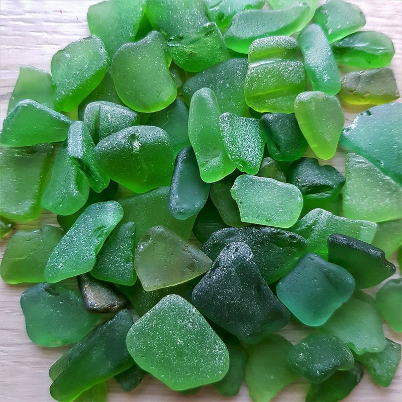 Small green sea glass. Authentic sea glass for you crafts 200 gram - Other - Glass Green