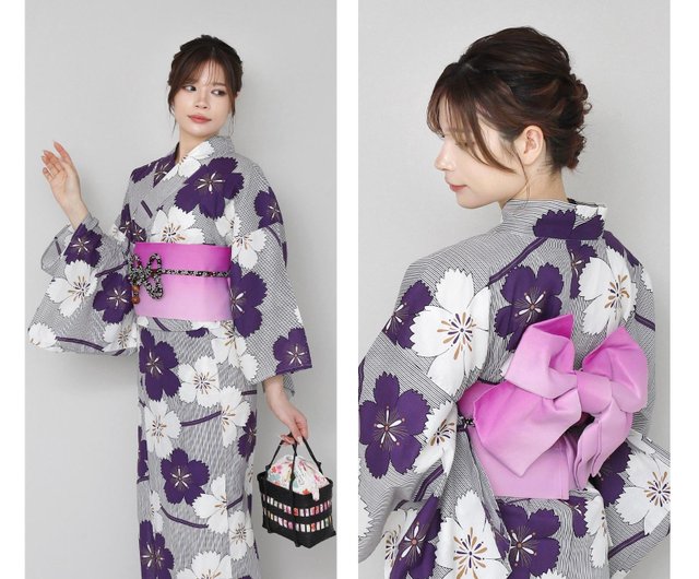 浴衣帯 作り帯 リボン グラデーション 薄紫色 - ショップ 風香きもの