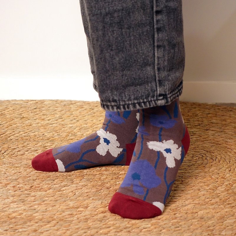 Mumble 襪子 (波斯菊 / 夜) - 襪子 - 棉．麻 灰色