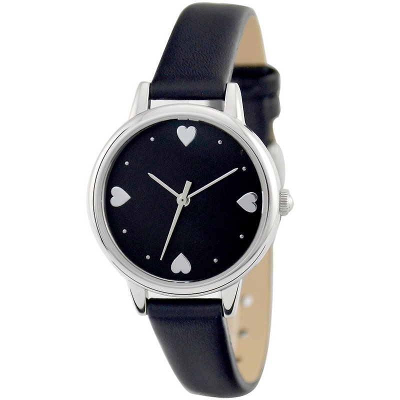 母親節 禮物  優雅女裝手錶黑色 (心心) 全球免運 - 女錶 - 其他金屬 黑色
