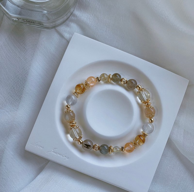 Afterglow of Shanman丨Citrine + Moonstone丨Improve wealth and eliminate fatigue丨Customized crystal bracelet - Bracelets - Crystal Yellow