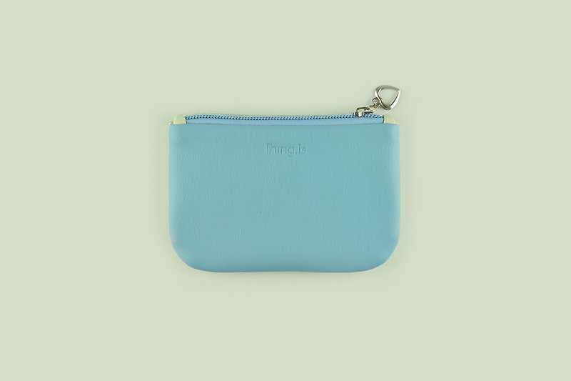 Color Block Coin Purse,  Coin Pouch, Card Holder, Card Case, Blue and Green - 小銭入れ - 合皮 ブルー