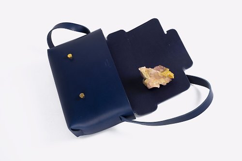 Archipel Paris N1 le Petit small side backpack in vegetable tanned leather  cross-body bag indigo
