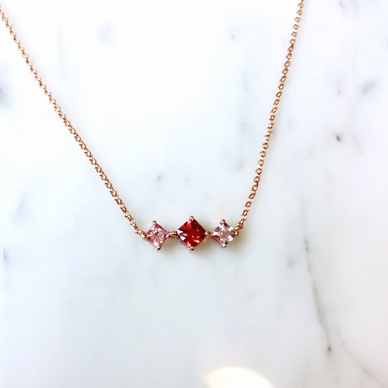 *ONLY ONE*love :: Stone sterling silver Rose Gold necklace clavicle (Lotus and red color Spinel having Stone) - Collar Necklaces - Gemstone Pink