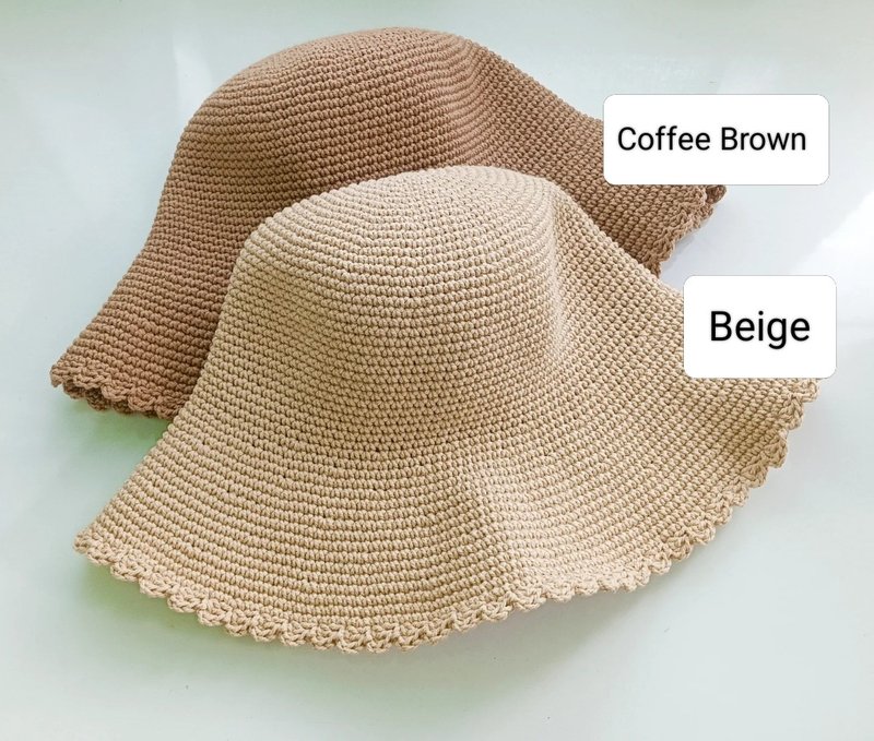 หมวกถักเชือกฟอก หมวกกันแดด หมวกบักเกต - หมวก - ผ้าฝ้าย/ผ้าลินิน 