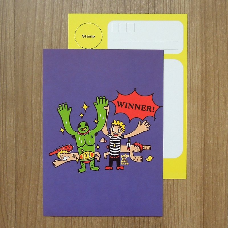 y planet_wrestler postcard - Cards & Postcards - Paper Purple