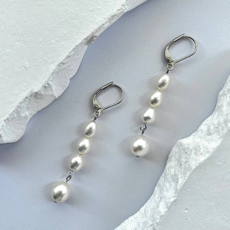 Timeless Grace Pearl Cascade Earrings - Earrings & Clip-ons - Pearl White